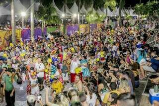 Foliões desfilando durante o Carnaval de Corumbá (Foto:
