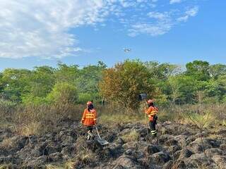 Combate às chamas em Bonito, em setembro, quando fogo consumiu 712 hectares (Foto/Corpo de Bombeiros)