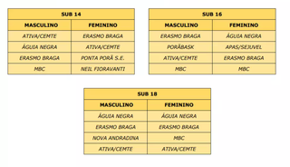 Confira os times de cada categoria por naipe (Foto: Divulgação/FBMS)