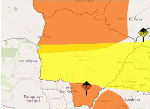 Com previs&atilde;o de ventos at&eacute; 100 km/h, MS tem alerta para tempestades