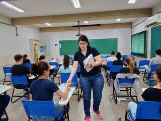 Prova sendo aplicada na unidade 2 da UFGD, em Dourados (Foto: Franz Mendes)