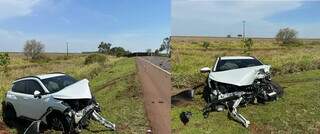 Veículo ficou com a parte dianteira destruída. (Foto: Rones Cezar/Alvorada Informa)