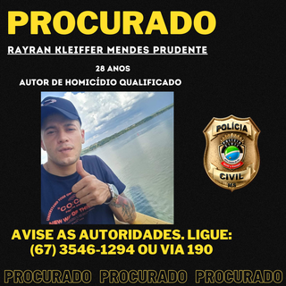 Rapaz de 28 anos ganha cartaz de procurado por matar jovem a tiros