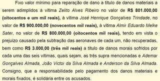 Condenados por roubo de avi&otilde;es ter&atilde;o de pagar R$ 2,5 milh&otilde;es &agrave;s v&iacute;timas