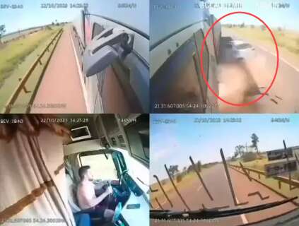 Imagens impressionantes mostram choque de SUV contra caminhão