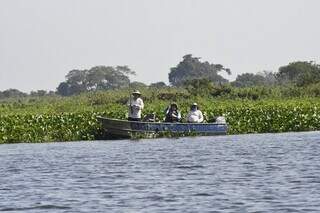 Homens pescam peixe em rio de Mato Grosso do Sul; pesca para a sobrevivência é a única permitida no período de Piracema (Foto: Bruno Rezende)