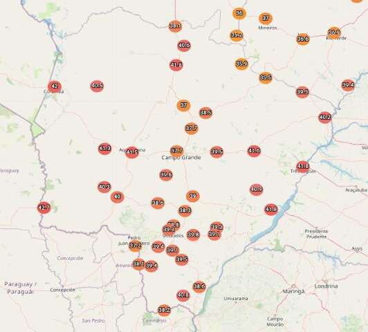 Porto Murtinho registra maior temperatura do ano em MS com 42,7&deg;C