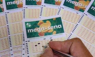 Volante da Mega-Sena preenchido com números a serem apostasdos (Foto: Agência Brasil)