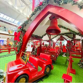 Atração infantil temática de Natal no Shopping Campo Grande. (Foto: Divulgação)