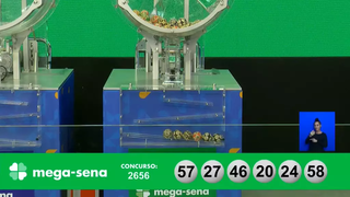 Bolas numeradas formam dezenas sorteadas no concurso 2.656 da Mega-Sena. (Foto: Reprodução/Caixa)