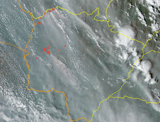 Pontos vermelhos mostram focos de queimadas nas últimas 24h em Mato Grosso do Sul (Foto: BDQueimadas)