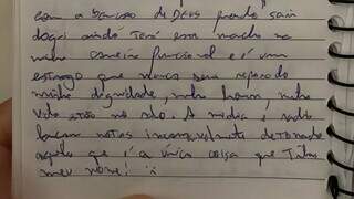 Trecho do diário onde militar cita que teve a dignidade, a honra e a vida jogadas no ralo (Foto: Direto das Ruas)