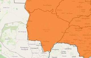 Todo o Estado está em alerta laranja, com risco de tempestade (Arte: Inmet)
