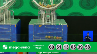 Bolas numeradas formam dezenas sorteadas no concurso 2.658 da Mega-Sena. (Foto: Reprodução/Caixa)