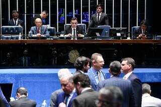 Senadores se agrupam para debate no Plenário do Senado Federal, em Brasília. (Foto: Jeferson Rudy).