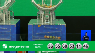 Bolas numeradas formam dezenas sorteadas no concurso 2.659 da Mega-Sena. (Foto: Reprodução/Caixa)