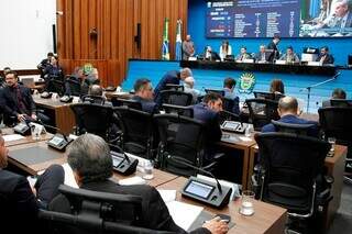 Deputados em plenário da Assembleia Legislativa de Mato Grosso do Sul (Foto: Divulgação/ALMS)