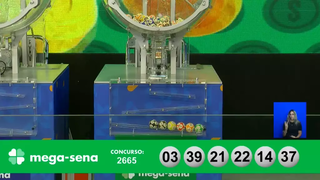 Bolas numeradas formam dezenas sorteadas no concurso 2.665 da Mega-Sena. (Foto: Reprodução/Caixa)
