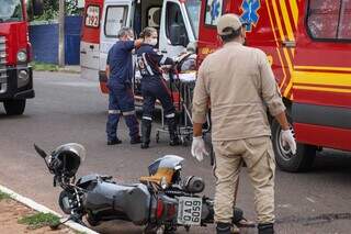 Acidente envolvendo motociclista nesta semana, em Campo Grande. (Foto: Arquivo)