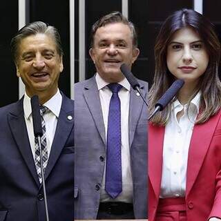 Deputado Dagoberto Nogueira (PSDB), Vander Loubet (PT) e Camila Jara (PT) foram contrários a LDO 2024 aprovada nesta terça-feira (19) (Foto: Reprodução)