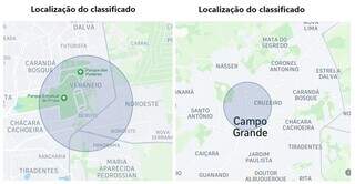 À esquerda, localização do 1° anúncio; à direita, localização do 2° anúncio (Foto: Reprodução