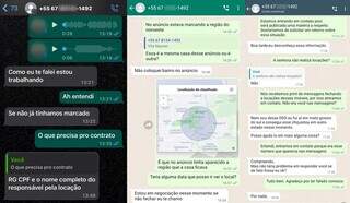 Conversas realizadas nesta quarta-feira com a &#34;proprietária&#34; da casa anunciada com clientes (1ª e 2ª imagem) e o Campo Grande News (à direita)