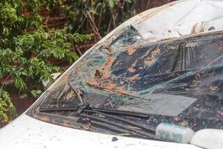 Vidro ficou destruído após incidente (Foto: Marcos Maluf)