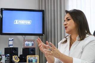Durante entrevista ao Campo Grande News, prefeita Adriane Lopes (PP) fala sobre eleições municipais (Foto: Henrique Kawaminami