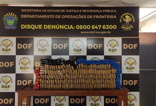 Tabletes de entorpecentes apreendidos em residência no Bairro Canaã III, em Dourados. (Foto: Reprodução/DOF)