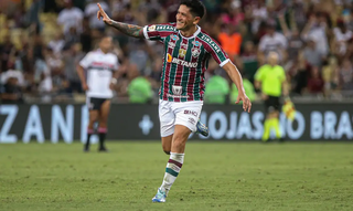 O artilheiro argentino Germán Cano, durante vitória do Fluminense. (Foto: Marcelo Gonçalves/Fluminense)