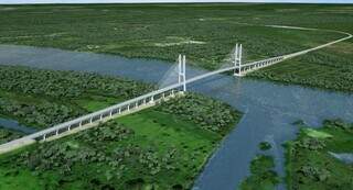 Projeto da ponte bioceância entre Carmelo Peralta, no Paraguai e Porto Murtinho. (Foto: Reprodução)