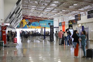 Parte de check-in no Aeroporto Internacional de Campo Grande (Foto: Henrique Kawaminami)