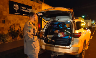 Bombeiro retirando cobra de porta-malas de carro (Foto: reprodução / Corpo de Bombeiros)