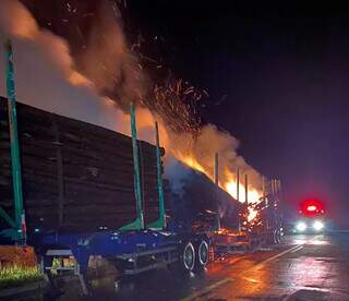 Carga de materia sendo destruída pelas chamas (Foto: O Correio News)