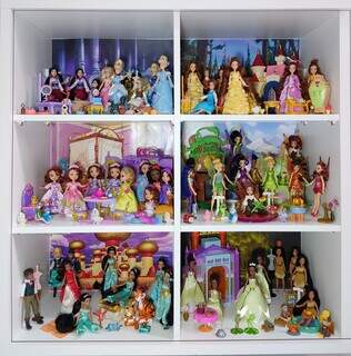 Em nichos, bonecas são divididas conforme ao universo Disney que pertencem. (Foto: Arquivo pessoal)
