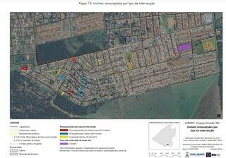 Mapa que mostra 37 casas que precisarão ser remanejadas. (Foto: Reprodução &#34;Estudo de Concepção do Projeto de Intervenção no Território&#34;)