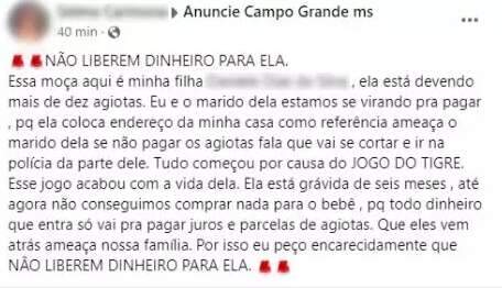 M&atilde;e apela a agiotas para n&atilde;o emprestarem &agrave; filha