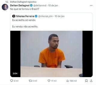 Postagem de Deltan Dallagnol em rede social. (Foto: Reprodução)