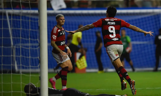 Pedro comemora gol que ampliou o placar da competição. (Foto: Gilvan de Souza/Flamengo)