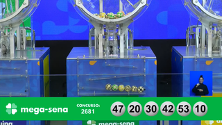 Concurso 2.681 da Mega-Sena tem os números 10, 20, 30, 42, 47 e 53 entre as dezenas sorteadas neste sábado (27). (Foto: Reprodução/YouTube)