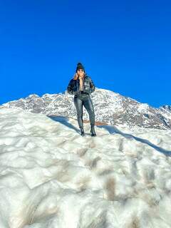 No chile, alegria da viajante foi conseguir pegar a temporada de neve. (Foto: Arquivo pessoal)