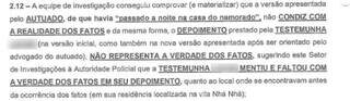 Documento anexado a processo aponta que versão de condutor não condiz com a realidade. (Foto: Reprodução)