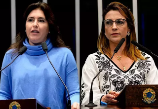 Ministra do Planejamento e Orçamento, Simone Tebet, e a senadora Soraya Thronicke. (Foto: Divulgação/Agência Senado)