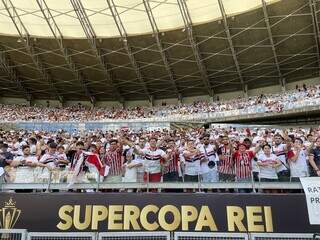 Torcida do São Paulo comemorando no Estádio Mineirão (Foto: Divulgação)