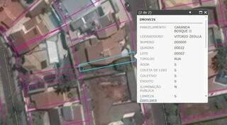 Área desafetada em mapa do Simgeo (Sistema Municipal de Geoprocessamento de Dados). (Foto: Reprodução)