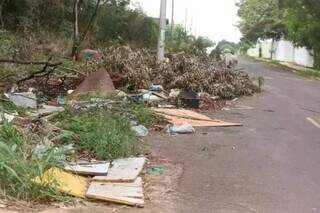 Sujeira em terreno baldio na Rua Presidente Delfim Moreira, na Vila Santo Amaro (Foto: Arquivo/Campo Grande News)