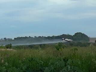 Aviões de fazendeiros de Caarapó lançam agrotóxicos sobre plantações próximas às terras dos indígenas Guarani Kaiowá da Aldeia Guyraroka (Foto: Reprodução/Cimi e Comunidade Guyraroká)