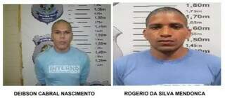 Deibson, conhecido como “Deisinho”, e Rogério, o “Tatu”, fugitivos do presídio no RN (Fotos: Reprodução)