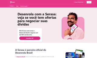 Reprodução da página principal do Serasa com divulgação da parceria com o programa Desenrola Brasil (Foto: Reprodução)
