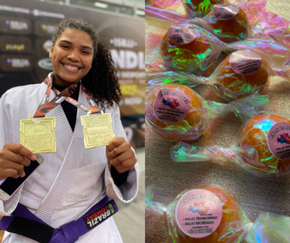 Joyce no Mundial do Rio de Janeiro, que também foi custeada pelas vendas de balas baianas. (Foto: arquivo pessoal)